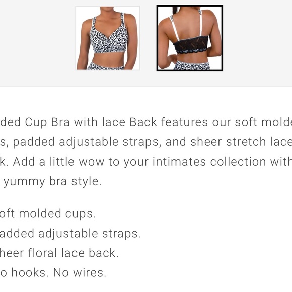 New With Tags 🐆Snow Leopard XL Comfort Molded Cup Bra with Sexy Lace Back 🤍🖤 - Picture 5 of 11